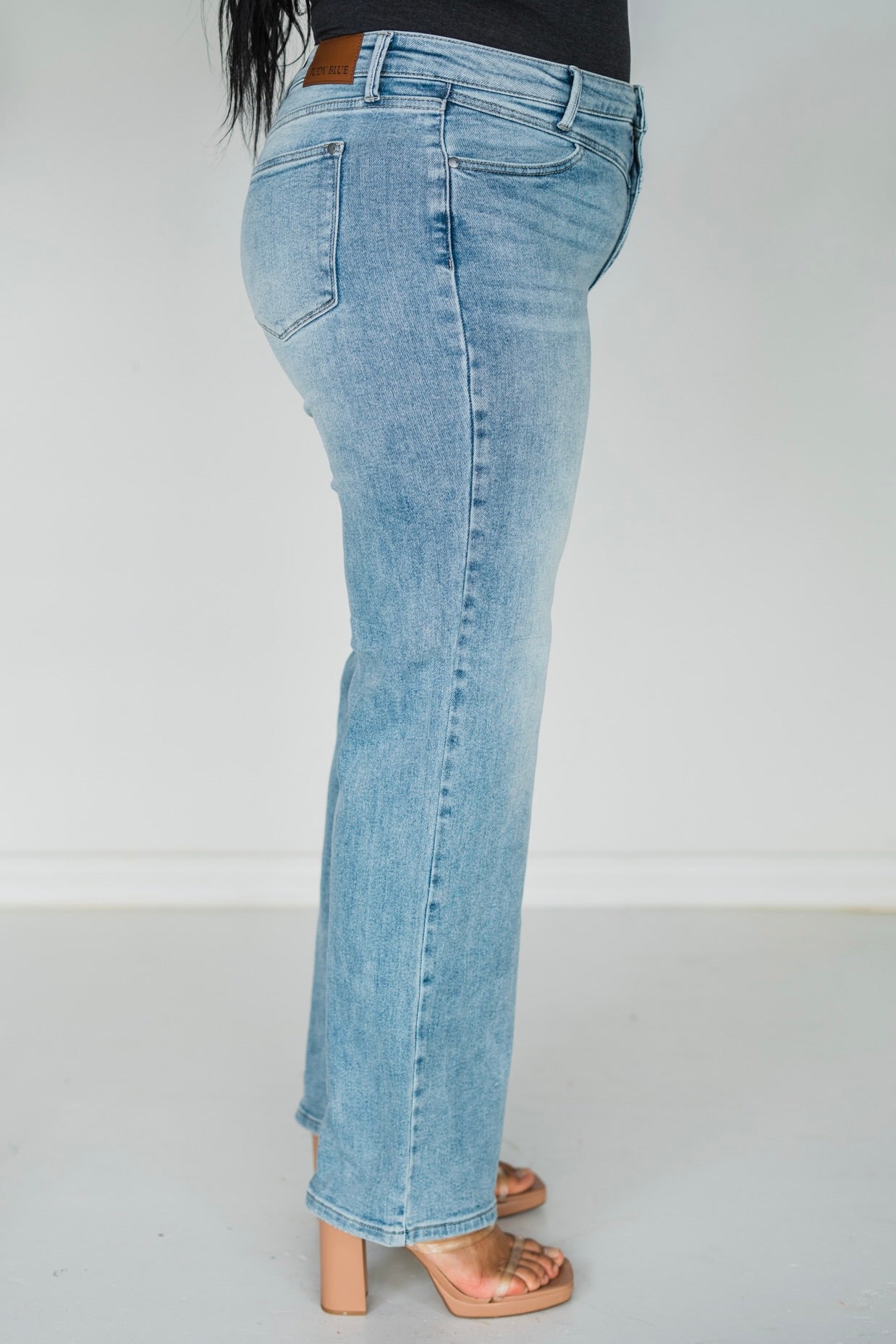 Judy Blue High Waist Front Yoke Retro Wide Leg Jeans - Whiskey Skies - JUDY BLUE