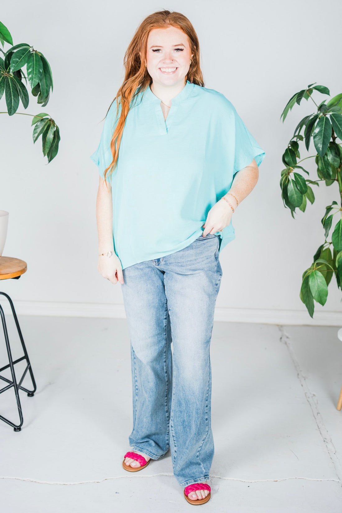 Judy Blue High Waist Front Yoke Retro Wide Leg Jeans - Whiskey Skies - JUDY BLUE