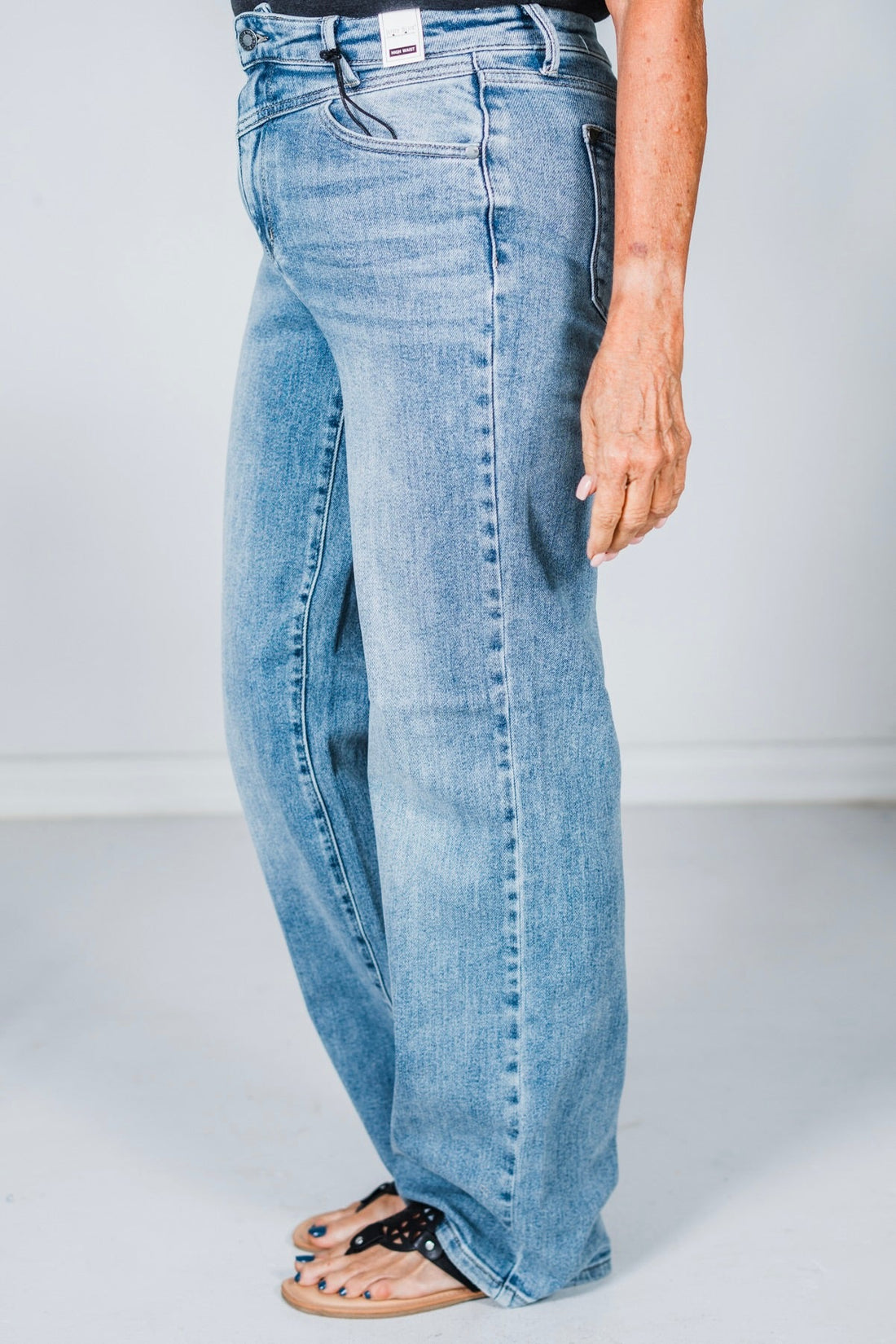 Judy Blue High Waist Front Yoke Retro Wide Leg Jeans - Whiskey Skies - JUDY BLUE