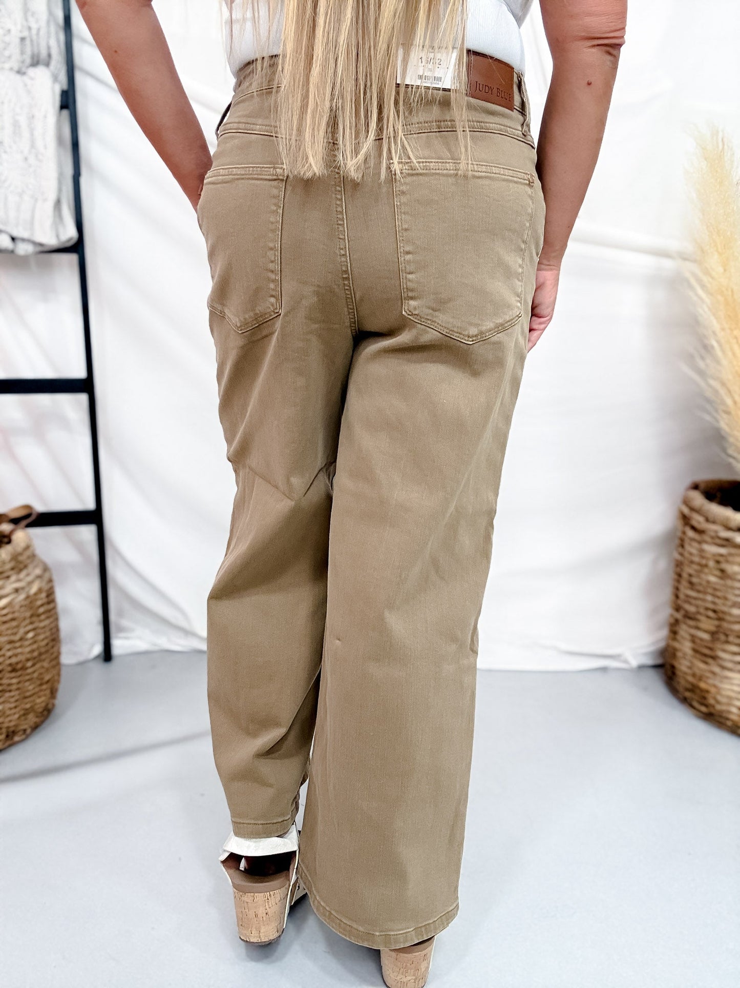 Judy Blue High Waist Golden Brown Wide Leg Ankle Jeans - Whiskey Skies - JUDY BLUE