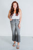 Judy Blue High Waist Gray Cropped Jeans with Embroidered Pocket Detail - Whiskey Skies - JUDY BLUE