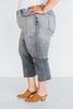 Judy Blue High Waist Gray Cropped Jeans with Embroidered Pocket Detail - Whiskey Skies - JUDY BLUE
