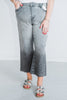 Judy Blue High Waist Gray Cropped Jeans with Embroidered Pocket Detail - Whiskey Skies - JUDY BLUE