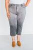Judy Blue High Waist Gray Cropped Jeans with Embroidered Pocket Detail - Whiskey Skies - JUDY BLUE