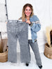 Judy Blue High Waist Grey Western Bootcut Side Seam Jeans with Tummy Control - Whiskey Skies - JUDY BLUE