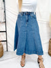 Judy Blue High Waist Lasso Denim Midi Skirt - Whiskey Skies - JUDY BLUE