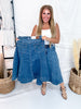 Judy Blue High Waist Lasso Denim Midi Skirt - Whiskey Skies - JUDY BLUE