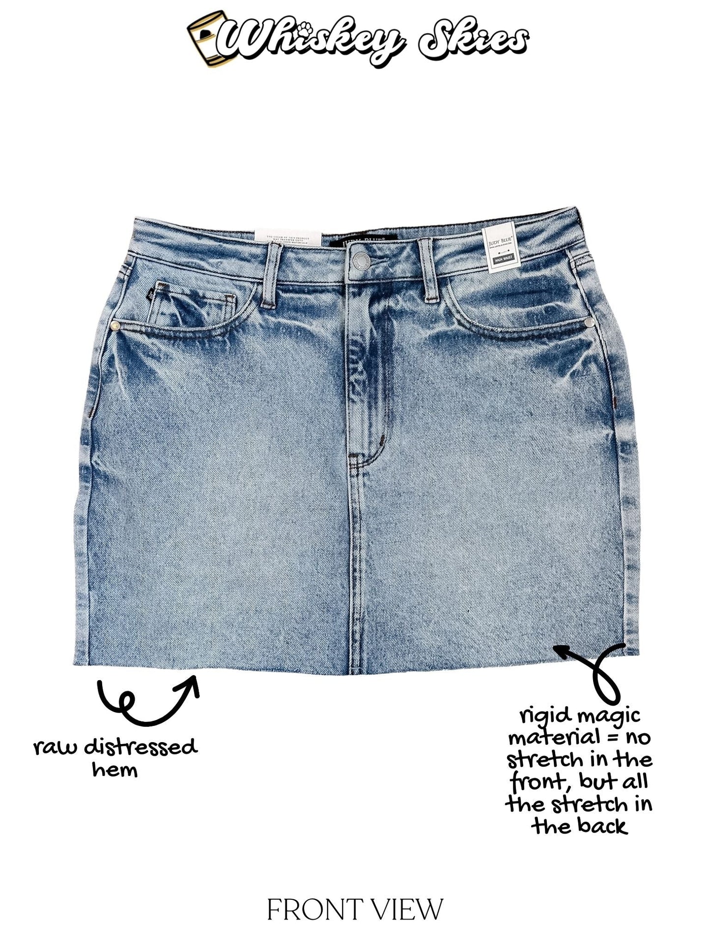 Judy Blue High Waist Light Wash Rigid Magic Denim Skirt - Whiskey Skies - JUDY BLUE