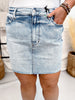 Judy Blue High Waist Light Wash Rigid Magic Denim Skirt - Whiskey Skies - JUDY BLUE