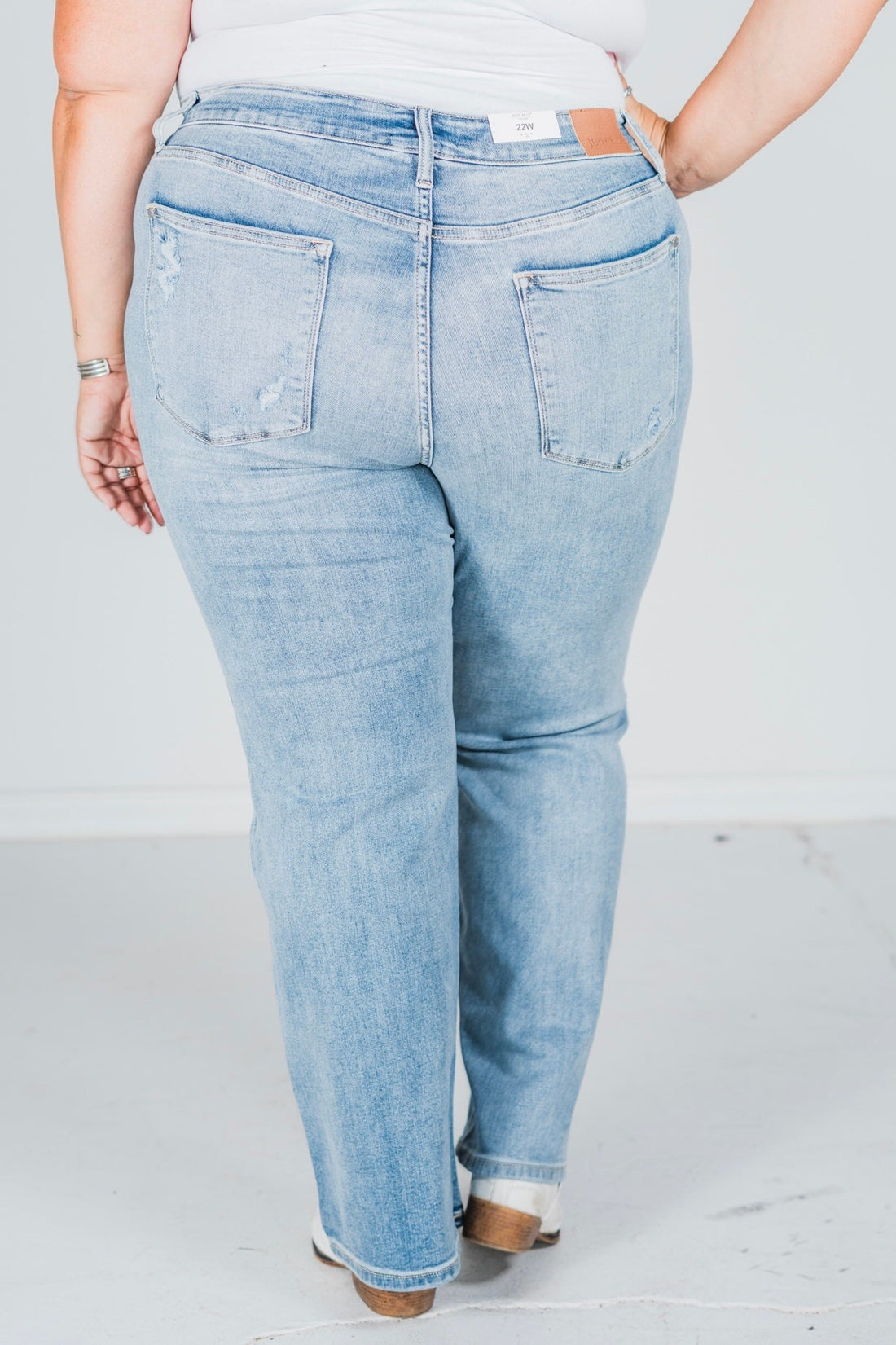 Judy Blue High Waist Light Wash Straight Leg Jeans - Whiskey Skies - JUDY BLUE