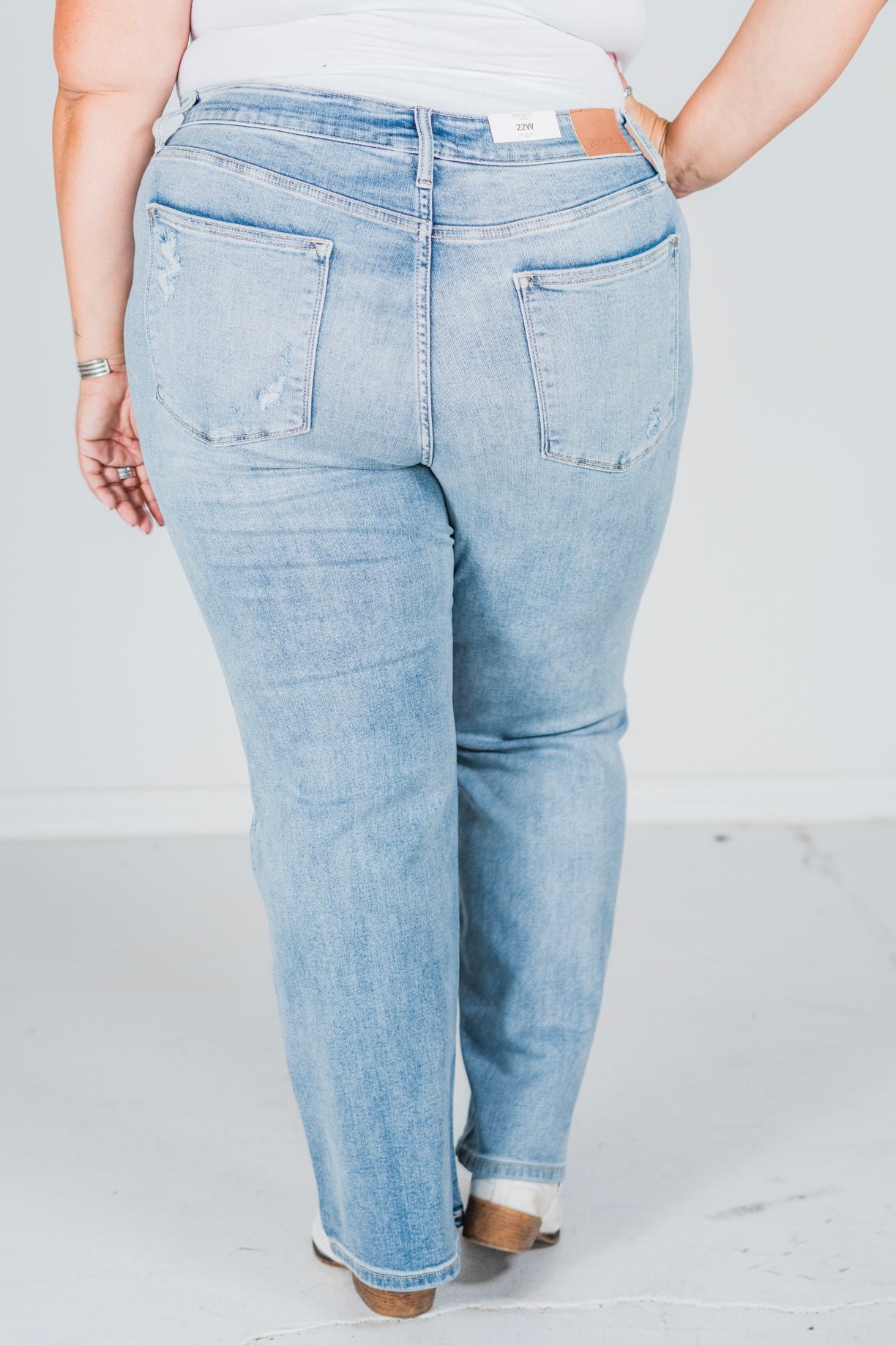 Judy Blue High Waist Light Wash Straight Leg Jeans - Whiskey Skies - JUDY BLUE