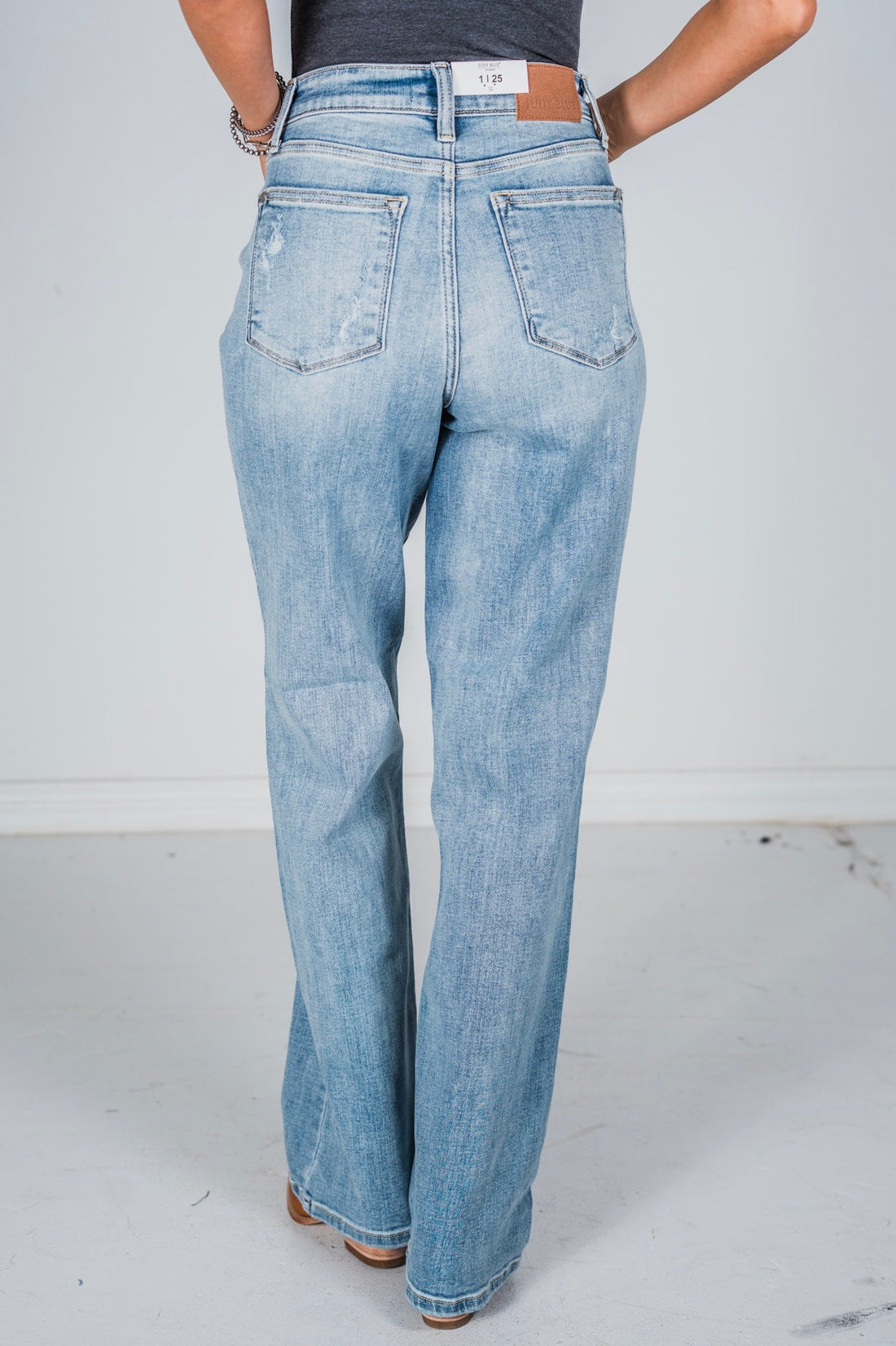 Judy Blue High Waist Light Wash Straight Leg Jeans - Whiskey Skies - JUDY BLUE