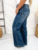 Judy Blue High Waist Lux Retro Wide Leg Jeans W/ Patch Pockets - Whiskey Skies - JUDY BLUE