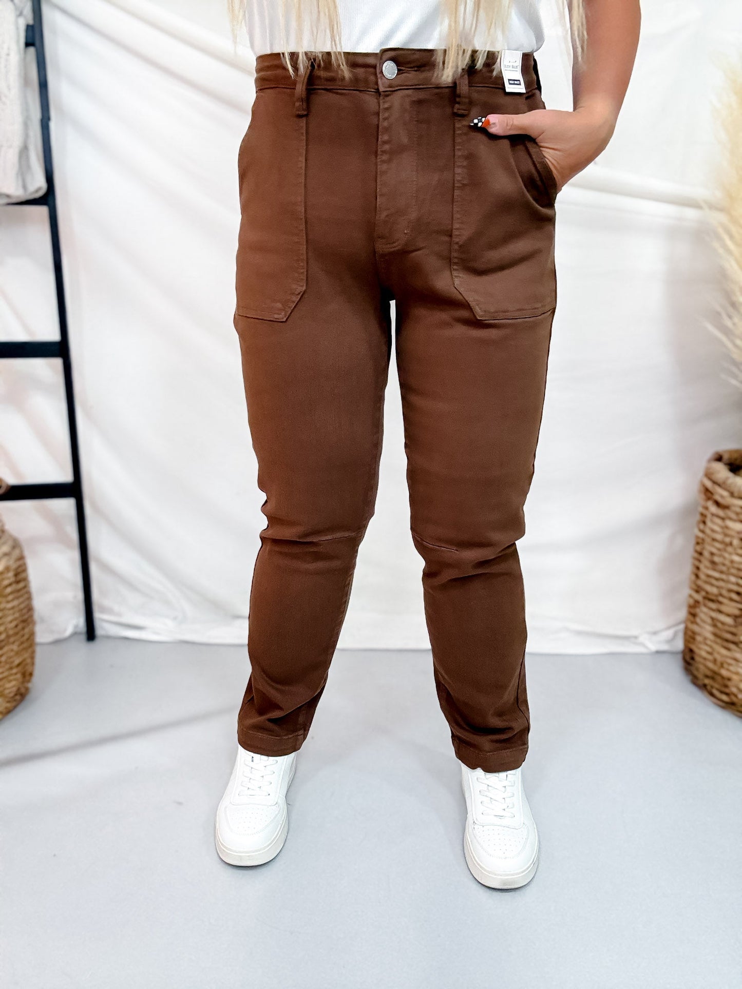 Judy Blue High Waist Mahogany Brown Aurora Weekender Jeans - Whiskey Skies - JUDY BLUE