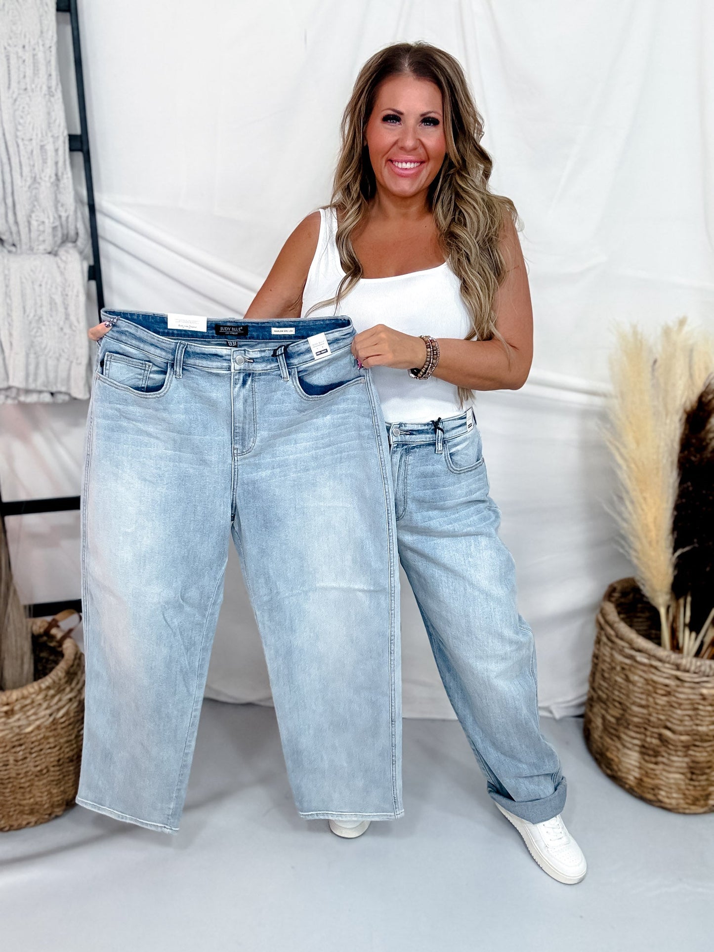 Judy Blue High - Waist Marlow Arc Leg Jeans - Whiskey Skies - JUDY BLUE