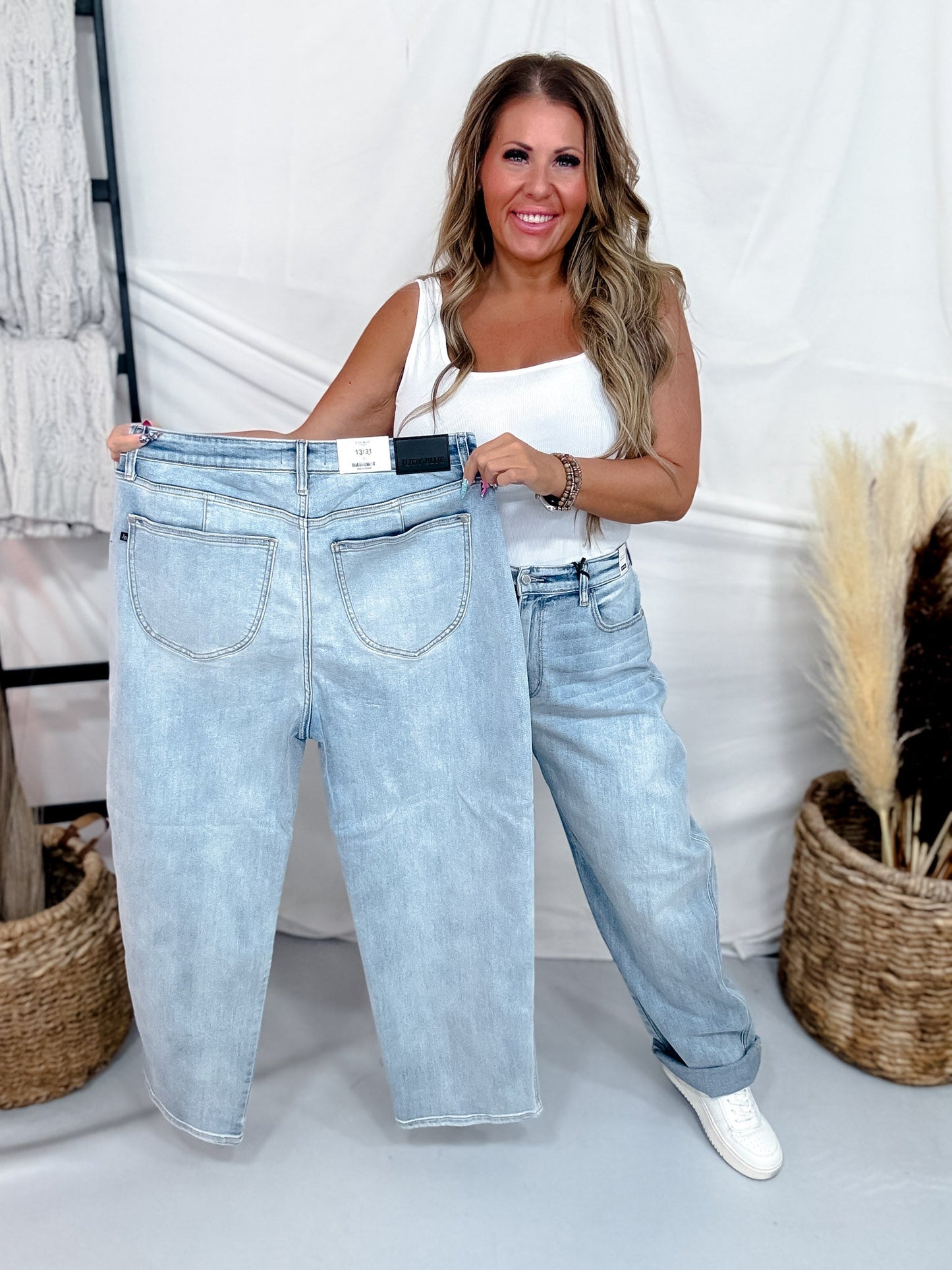 Judy Blue High - Waist Marlow Arc Leg Jeans - Whiskey Skies - JUDY BLUE