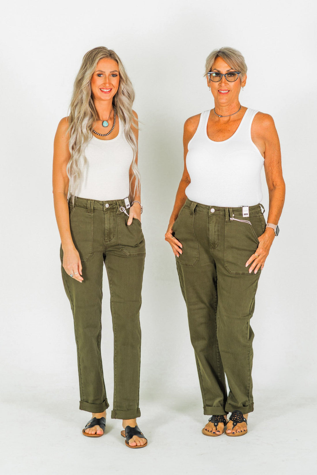 Judy Blue High Waist Midnight Forest Cuffed Aurora Jogger Jeans - Whiskey Skies - JUDY BLUE