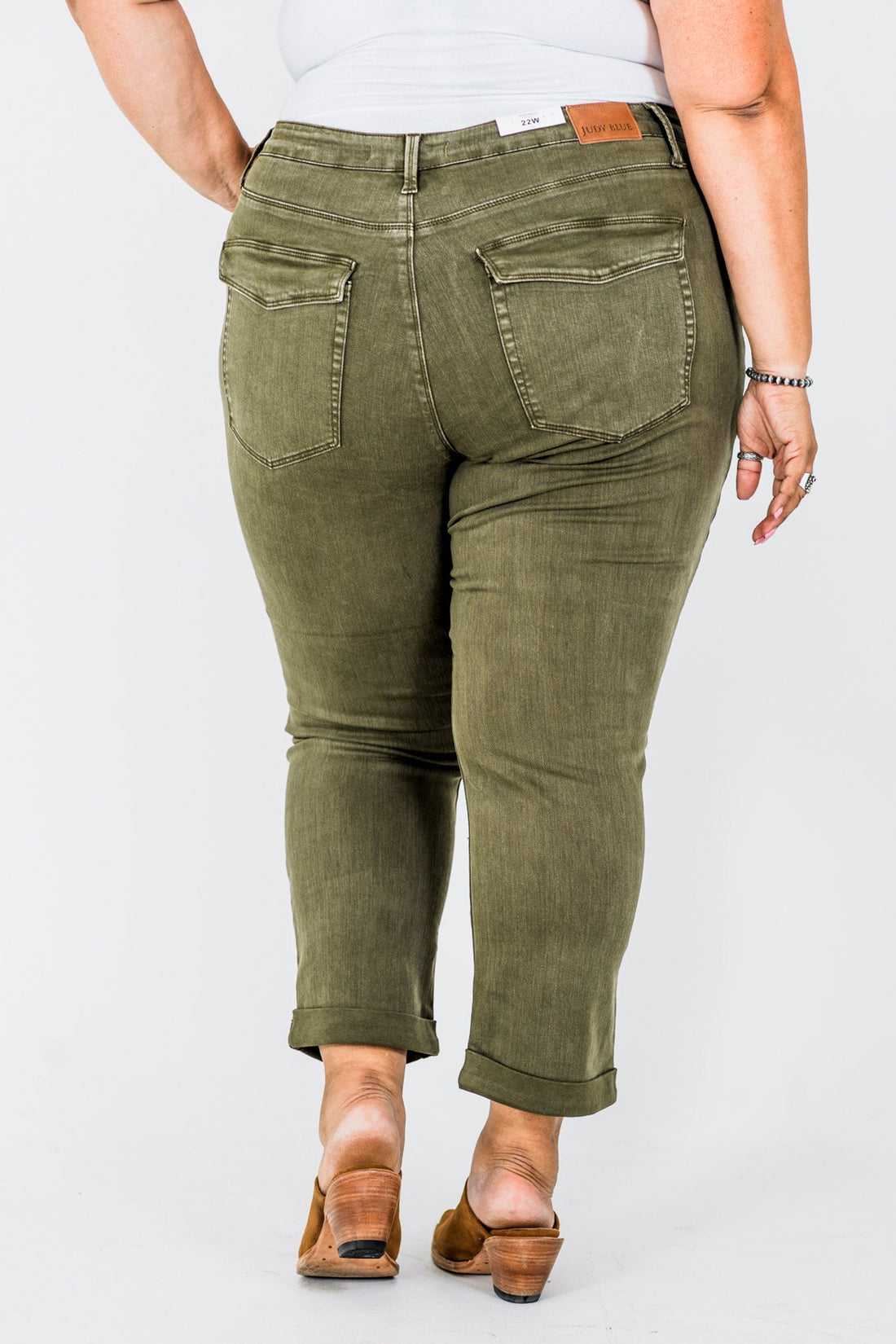 Judy Blue High Waist Midnight Forest Cuffed Aurora Jogger Jeans - Whiskey Skies - JUDY BLUE