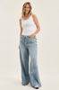Judy Blue High-Waist Palazzo Featherweight Jeans W/ Drawstring - Whiskey Skies - JUDY BLUE