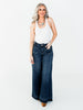 Judy Blue High - Waist Palazzo Front Patch Pocket Jeans - Whiskey Skies - JUDY BLUE