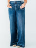 Judy Blue High - Waist Palazzo Front Patch Pocket Jeans - Whiskey Skies - JUDY BLUE
