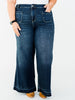 Judy Blue High - Waist Palazzo Front Patch Pocket Jeans - Whiskey Skies - JUDY BLUE