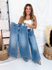 Judy Blue High Waist Palazzo Jeans With Center Seam (3 Inseams) - Whiskey Skies - JUDY BLUE