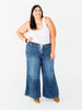 Judy Blue High Waist Palazzo Jeans With Drawstring Waist - Whiskey Skies - JUDY BLUE