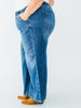 Judy Blue High Waist Palazzo Jeans With Drawstring Waist - Whiskey Skies - JUDY BLUE