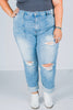 Judy Blue High Waist Patch Pocket Destroy Boyfriend Jeans - Whiskey Skies - JUDY BLUE