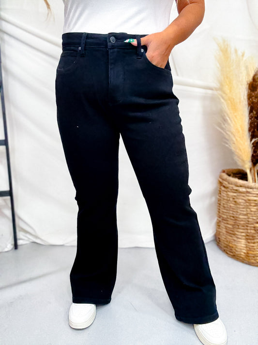 Judy Blue High - Waist Petite Tummy Control Bootcut Black Jeans - Whiskey Skies - JUDY BLUE