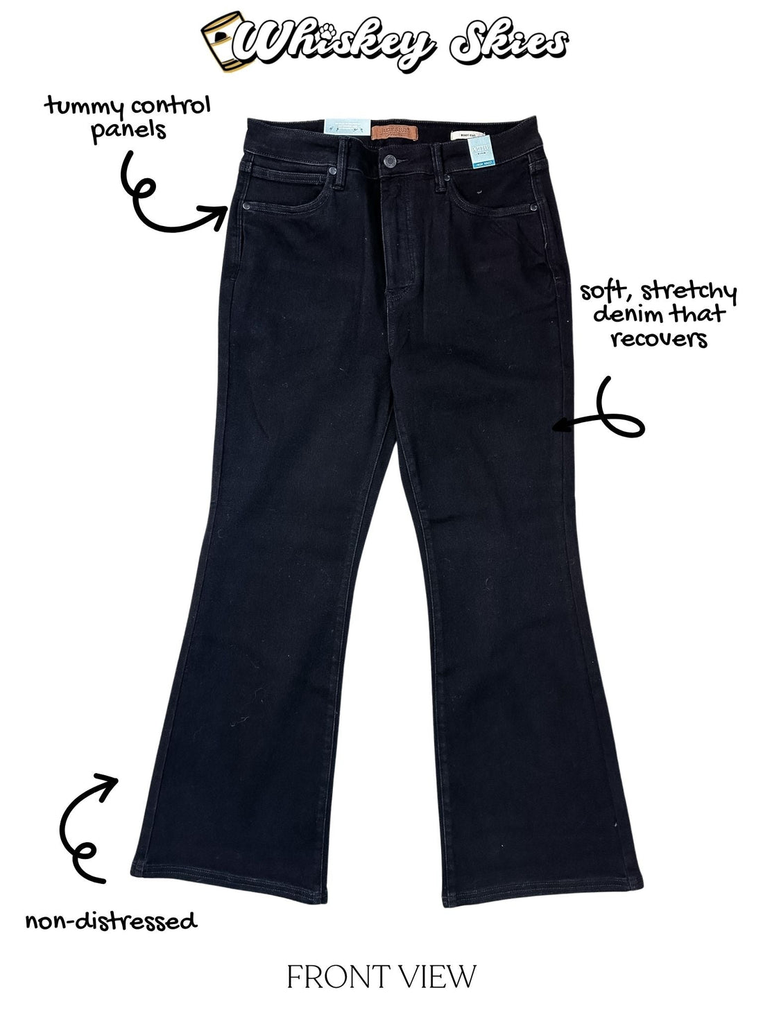 Judy Blue High - Waist Petite Tummy Control Bootcut Black Jeans - Whiskey Skies - JUDY BLUE