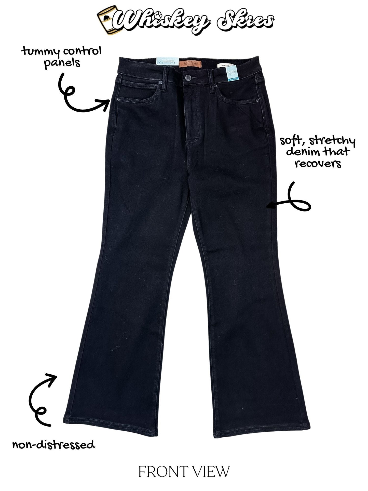 Judy Blue High - Waist Petite Tummy Control Bootcut Black Jeans - Whiskey Skies - JUDY BLUE