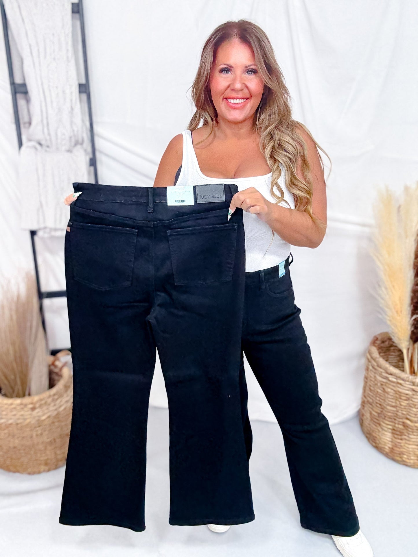 Judy Blue High - Waist Petite Tummy Control Bootcut Black Jeans - Whiskey Skies - JUDY BLUE