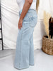Judy Blue High Waist Petite Tummy Control Retro Wide Leg Jeans - Whiskey Skies - JUDY BLUE