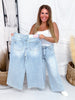 Judy Blue High Waist Petite Tummy Control Retro Wide Leg Jeans - Whiskey Skies - JUDY BLUE