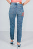 Judy Blue High Waist Plaid Patch Slim Jeans - Whiskey Skies - JUDY BLUE