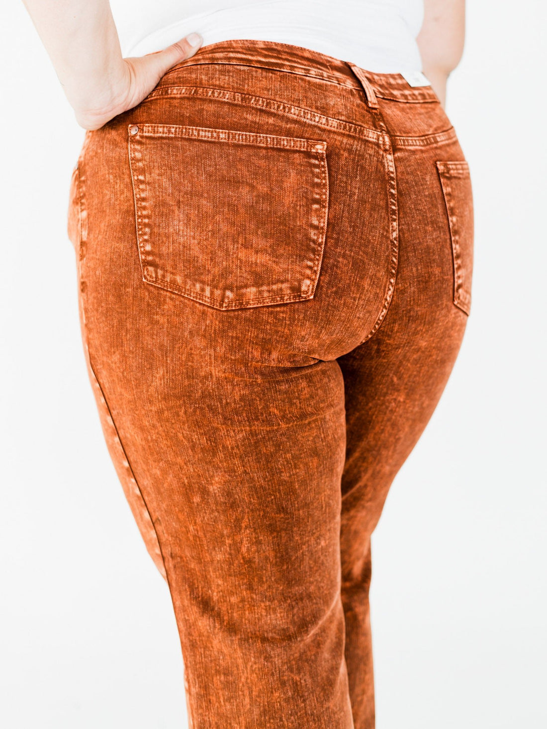 Judy Blue High Waist Pumpkin Spice Dyed Raw Hem Retro Wide - Whiskey Skies - JUDY BLUE