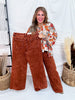 Judy Blue High Waist Pumpkin Spice Dyed Raw Hem Retro Wide - Whiskey Skies - JUDY BLUE