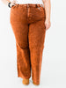 Judy Blue High Waist Pumpkin Spice Dyed Raw Hem Retro Wide - Whiskey Skies - JUDY BLUE