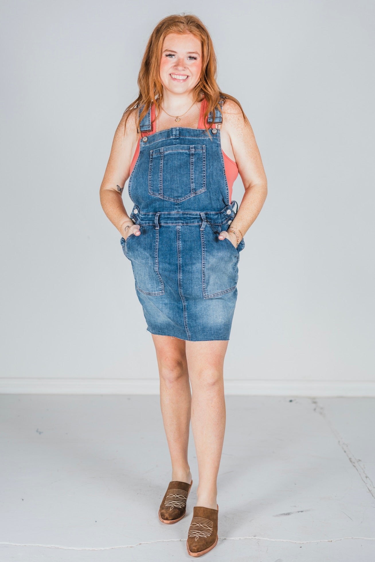 Judy Blue High Waist Raw Hem Overall Skirt - Whiskey Skies - JUDY BLUE