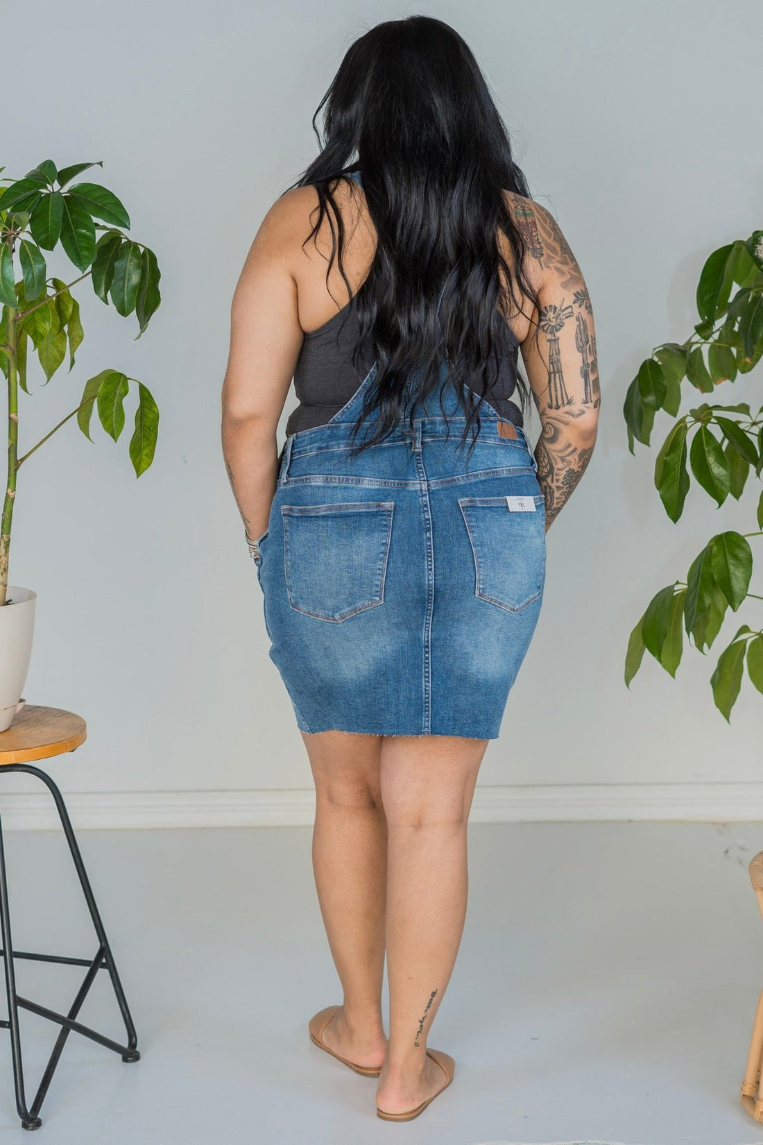 Judy Blue High Waist Raw Hem Overall Skirt - Whiskey Skies - JUDY BLUE