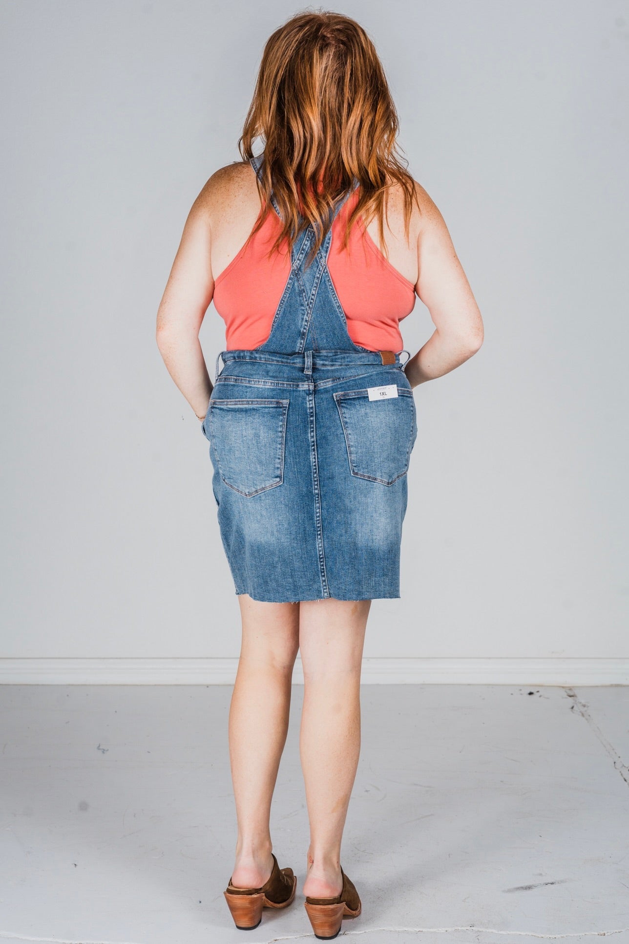 Judy Blue High Waist Raw Hem Overall Skirt - Whiskey Skies - JUDY BLUE