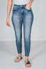 Judy Blue High Waist Raw Hem Relax Fit Jeans - Whiskey Skies - JUDY BLUE