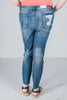 Judy Blue High Waist Raw Hem Relax Fit Jeans - Whiskey Skies - JUDY BLUE