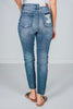 Judy Blue High Waist Raw Hem Relax Fit Jeans - Whiskey Skies - JUDY BLUE