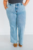 Judy Blue High Waist Retro Wide Fit Jeans with Skewed Inseam - Whiskey Skies - JUDY BLUE