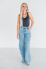 Judy Blue High Waist Retro Wide Fit Jeans with Skewed Inseam - Whiskey Skies - JUDY BLUE