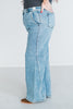 Judy Blue High Waist Retro Wide Fit Jeans with Skewed Inseam - Whiskey Skies - JUDY BLUE