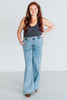 Judy Blue High Waist Retro Wide Fit Jeans with Skewed Inseam - Whiskey Skies - JUDY BLUE